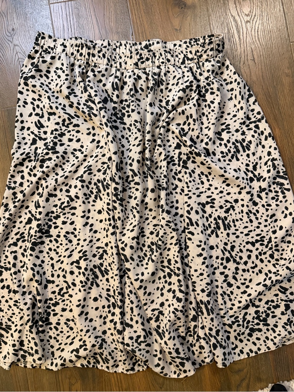 Neutral Spot Print Midi Skirt - Black on Cream